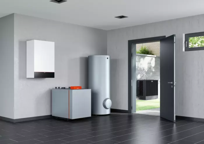 Hybridheizung in modernem Haus