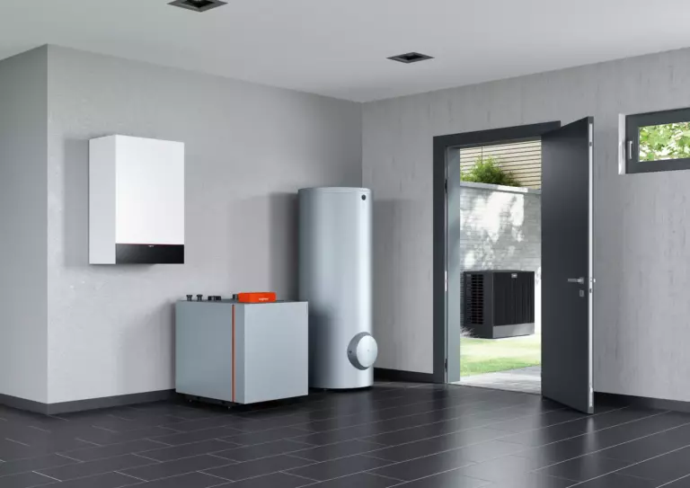 Hybridheizung in modernem Haus